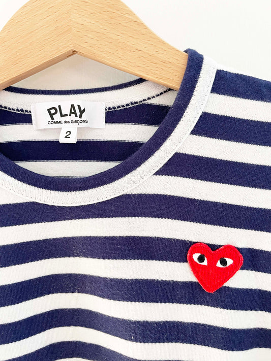 Comme des Garcons Play Striped Logo Shirt / 2Y