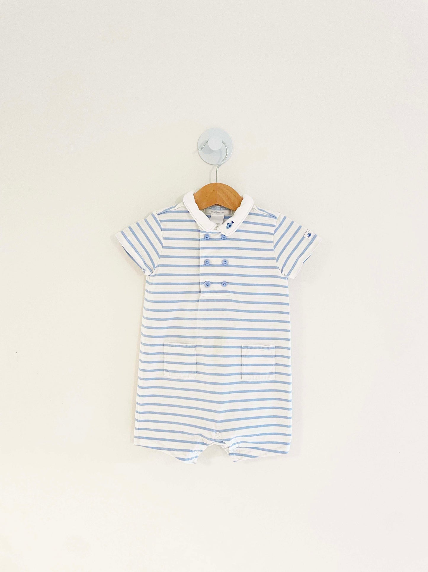 Janie and Jack Striped Romper / 3-6M