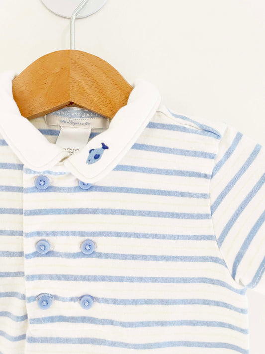 Janie and Jack Striped Romper / 3-6M