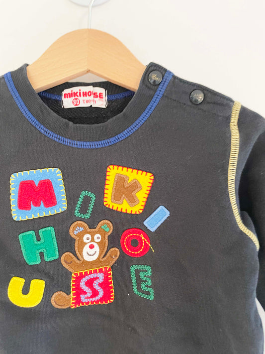 Miki House Embroidered Sweatshirt / 12-18M