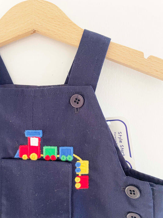 Florence Eiseman Overalls w/ Train Embroidery / 6M