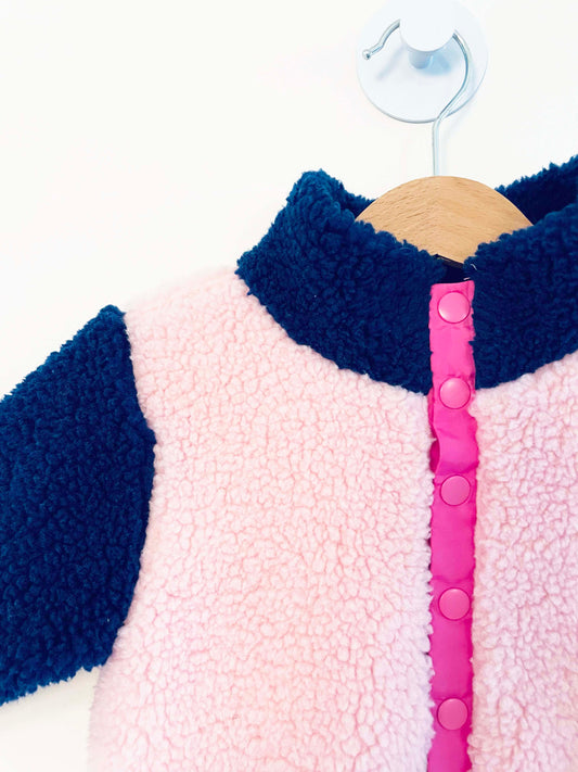 Hanna Andersson Colorblock Fleece Coverall / 6-12M