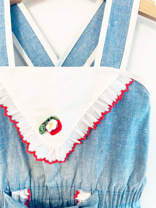 Vintage Strawberry Romper / 7Y