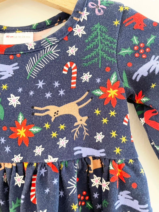 Hanna Andersson Holiday Print Dress / 18-24M