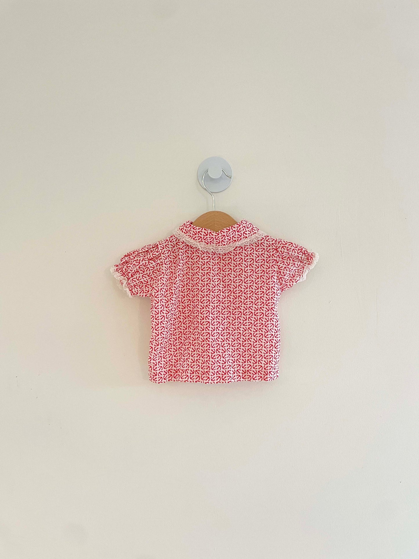 Vintage Button Down Top w/ Lace Detail / 3-6M