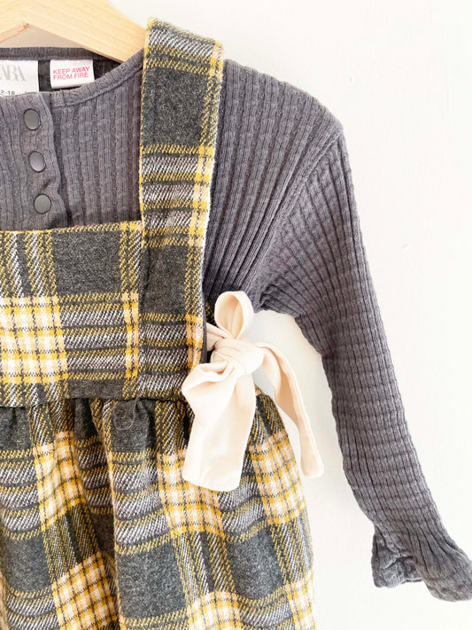 Zara 2-Piece Plaid Dress + Shirt Set / 18-24M