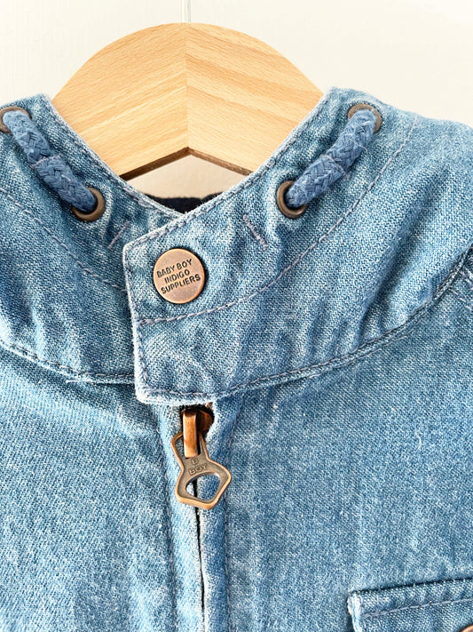 Zara Denim Cotton Lined Hoodie / 9-12M
