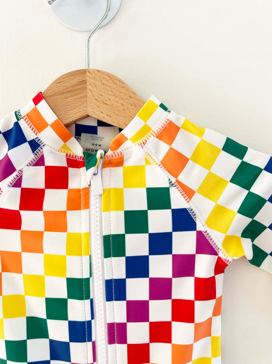 Old Navy Rainbow Checkered Swimsuit / 3-6M