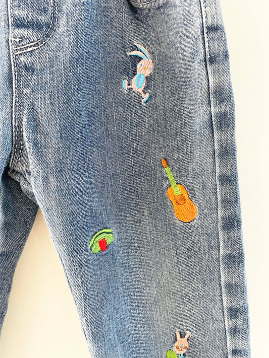 Assorted Brands Embroidered Denim Pants / 2Y