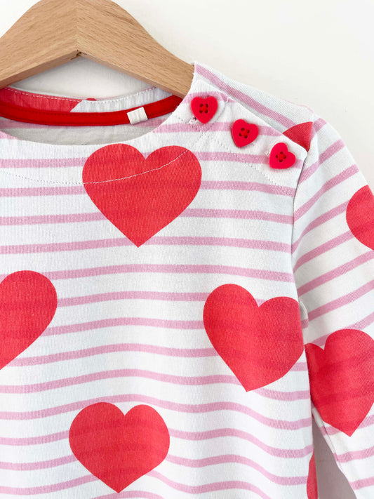 Mini Boden Striped Heart Dress / 5-6Y