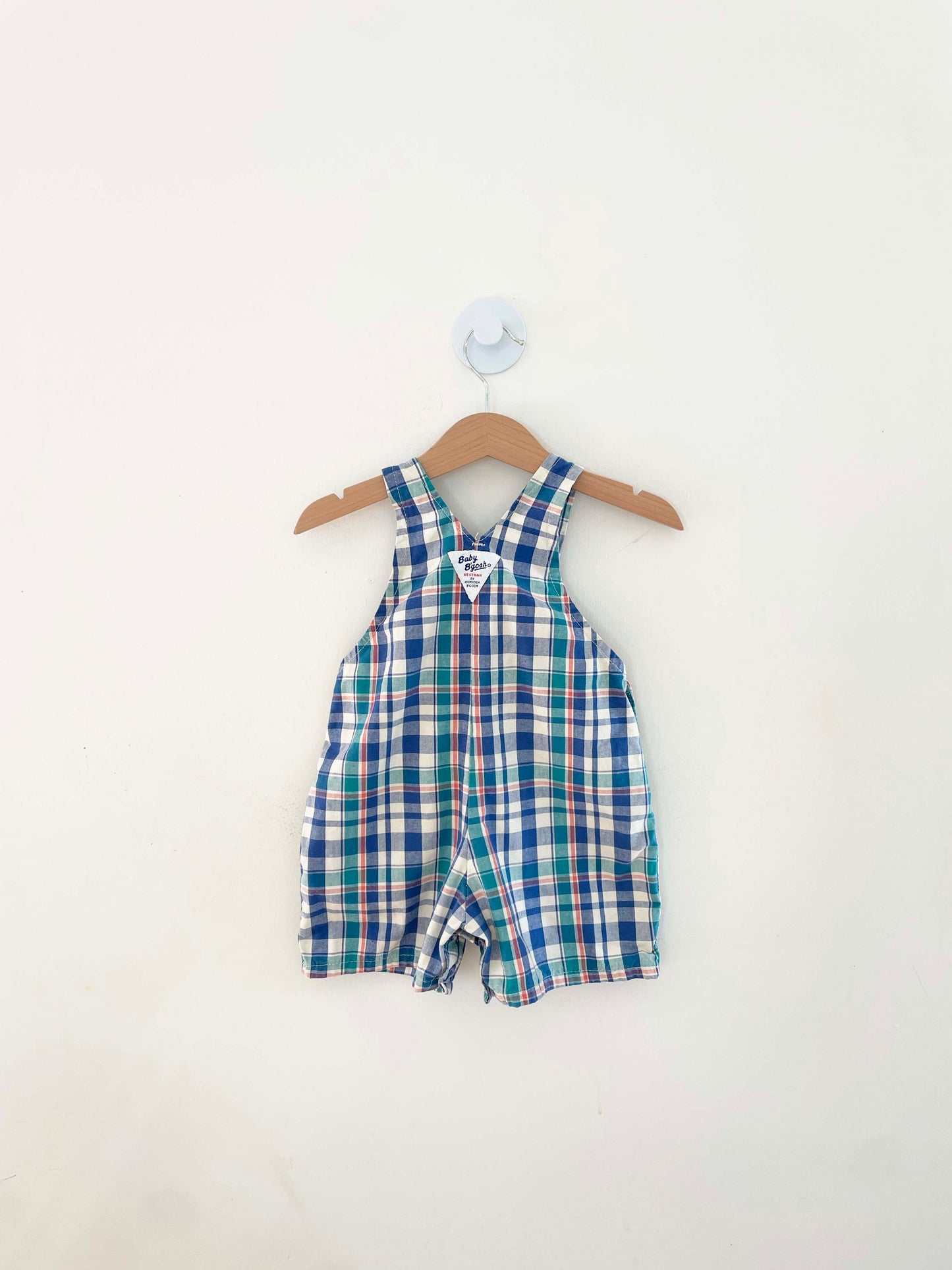 Baby B'Gosh Plaid Short Overall / 12M