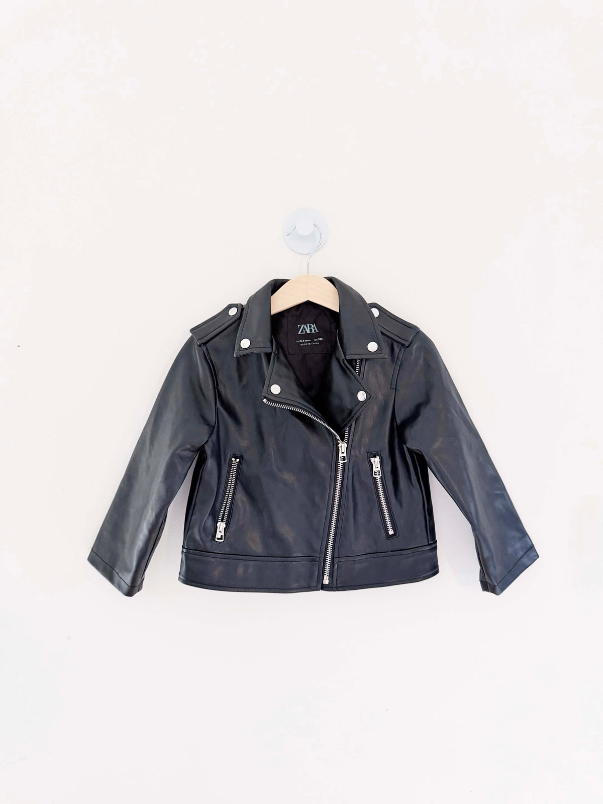 Zara Faux Leather Biker Jacket / 3-4Y