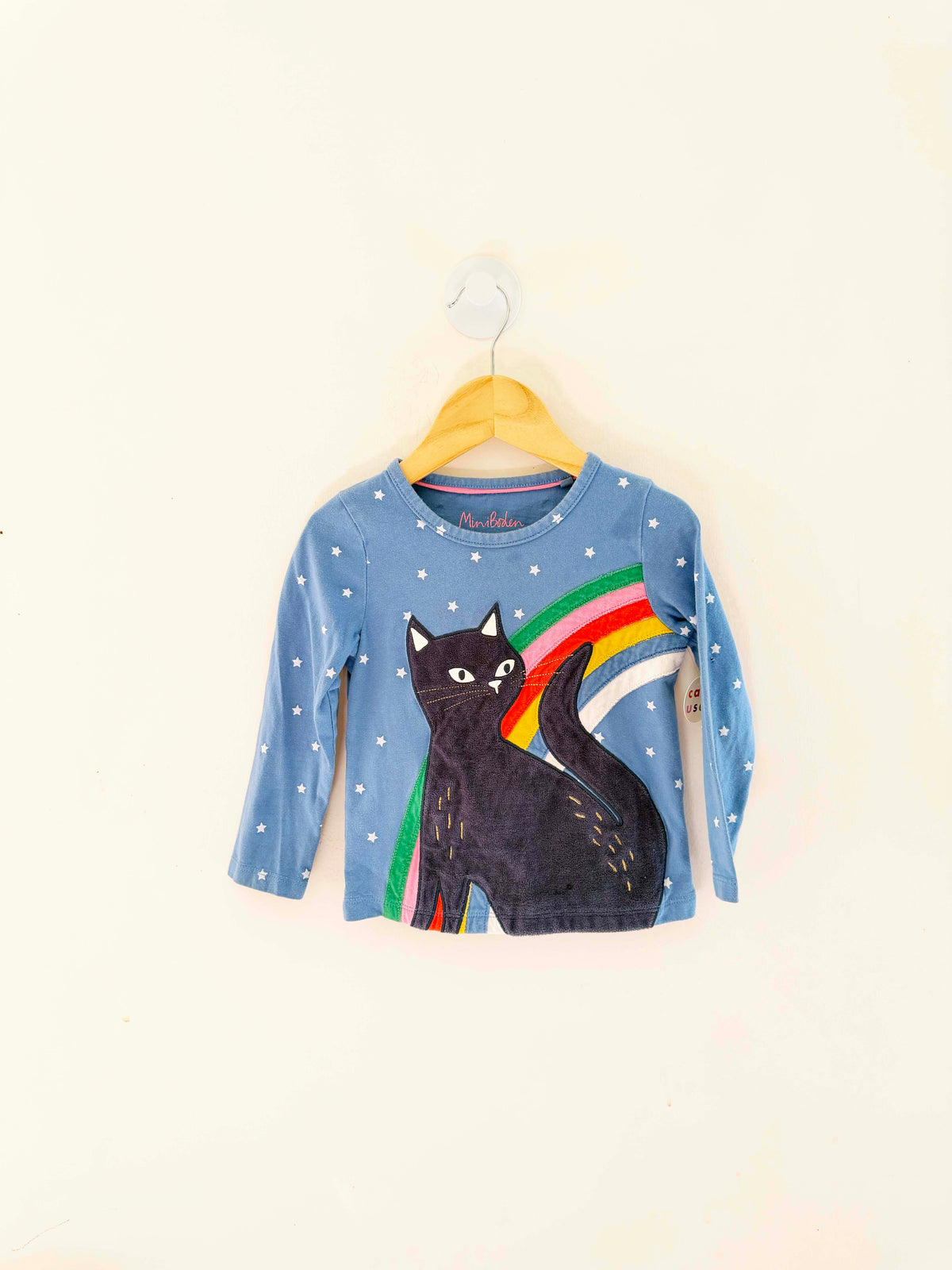 Mini Boden Rainbow Cat Top / 3-4Y