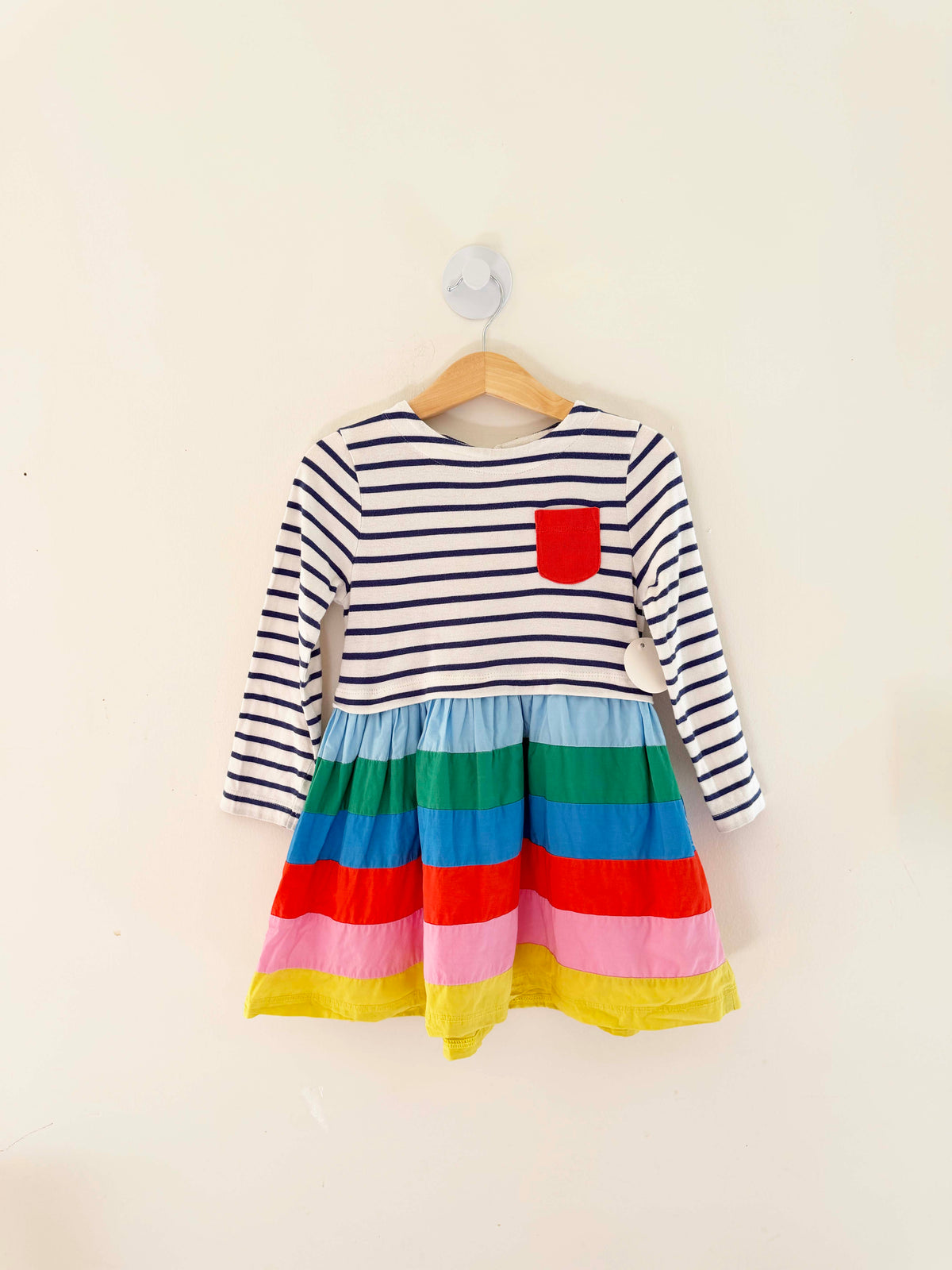 Mini Boden Striped Rainbow Tiered Dress / 2-3Y