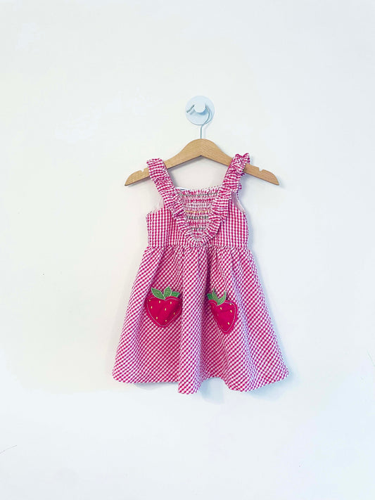 Blueberi Boulevard Plaid Strawberry Dress / 2T