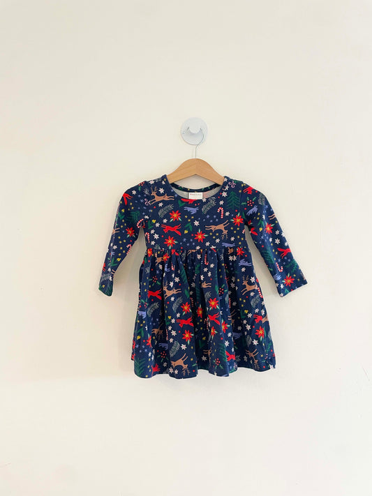 Hanna Andersson Holiday Print Dress / 18-24M