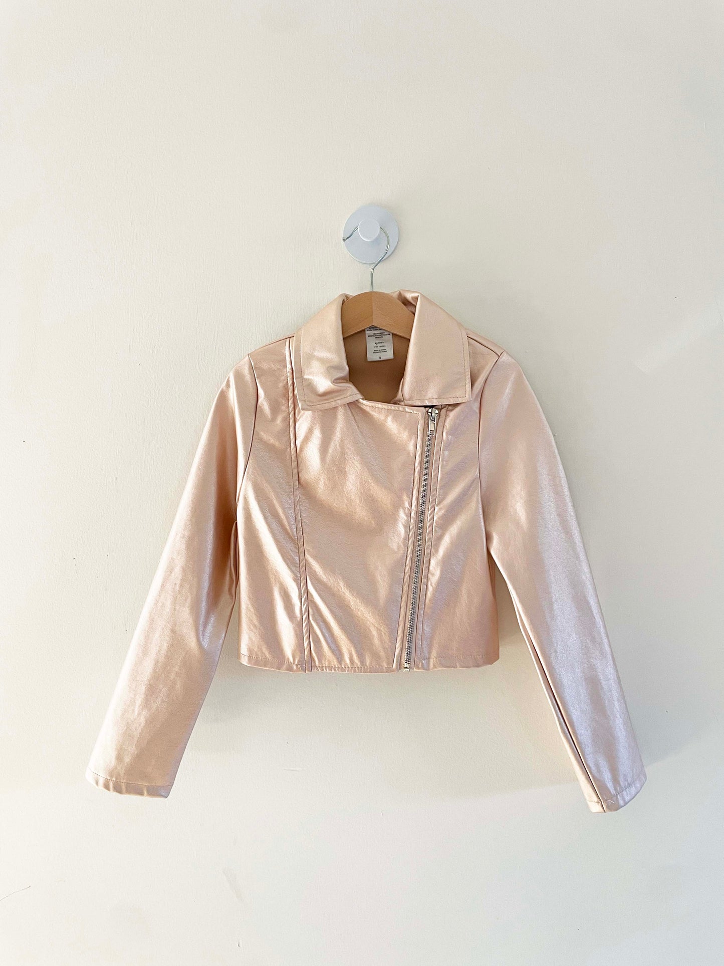 Assorted Brands Faux Leather Metallic Biker Jacket / 8Y