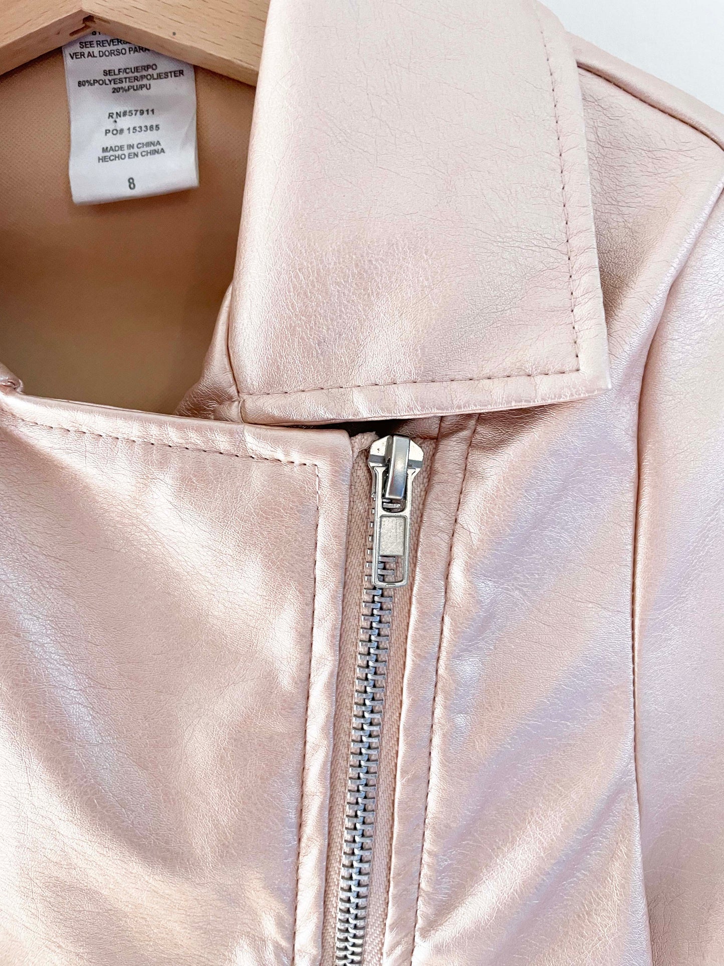 Assorted Brands Faux Leather Metallic Biker Jacket / 8Y