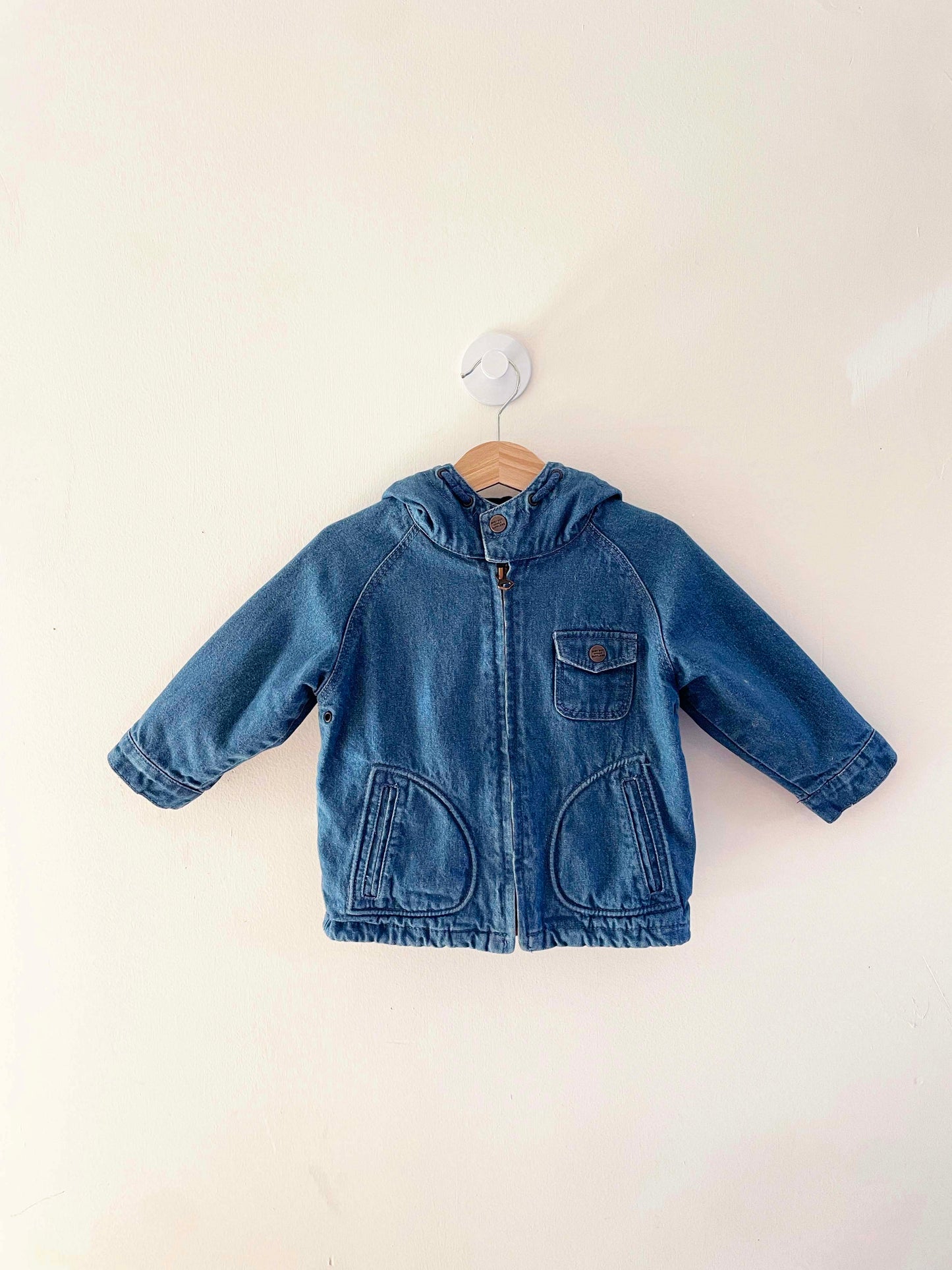 Zara Denim Cotton Lined Hoodie / 9-12M