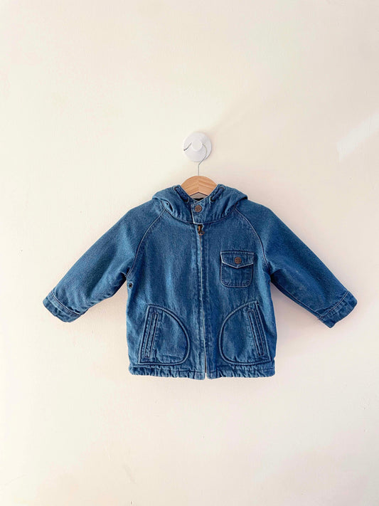 Zara Denim Cotton Lined Hoodie / 9-12M
