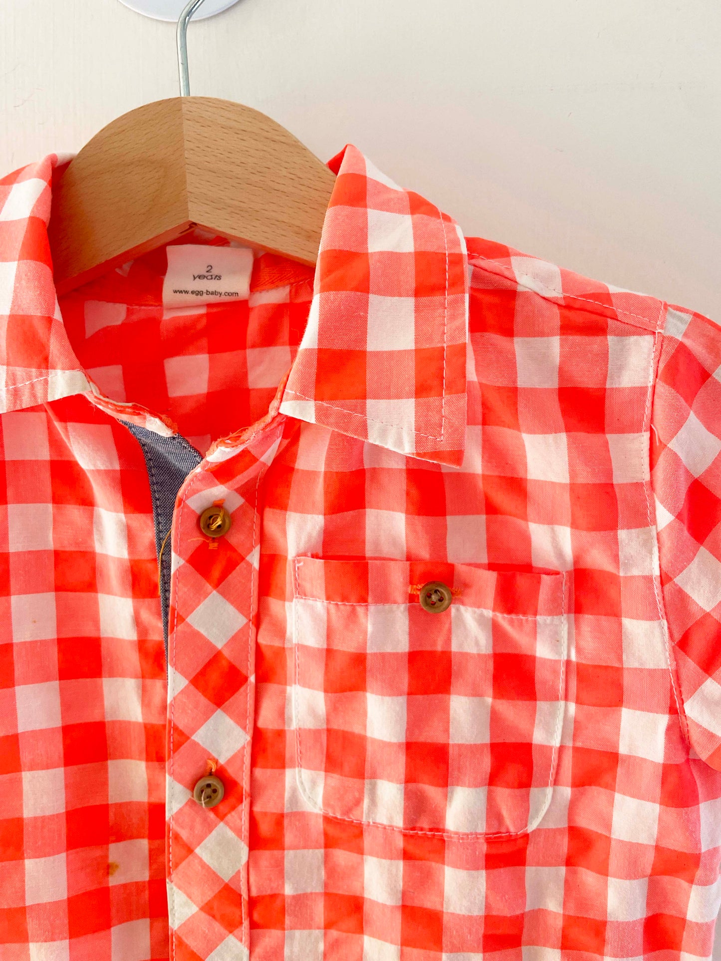 Egg Plaid Button Down Shirt / 2Y