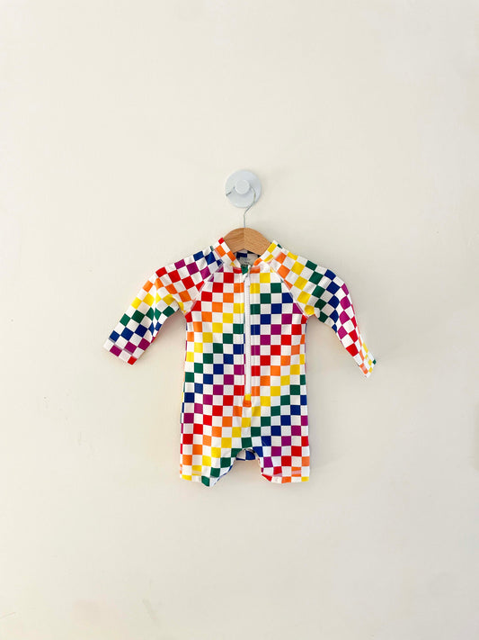Old Navy Rainbow Checkered Swimsuit / 3-6M
