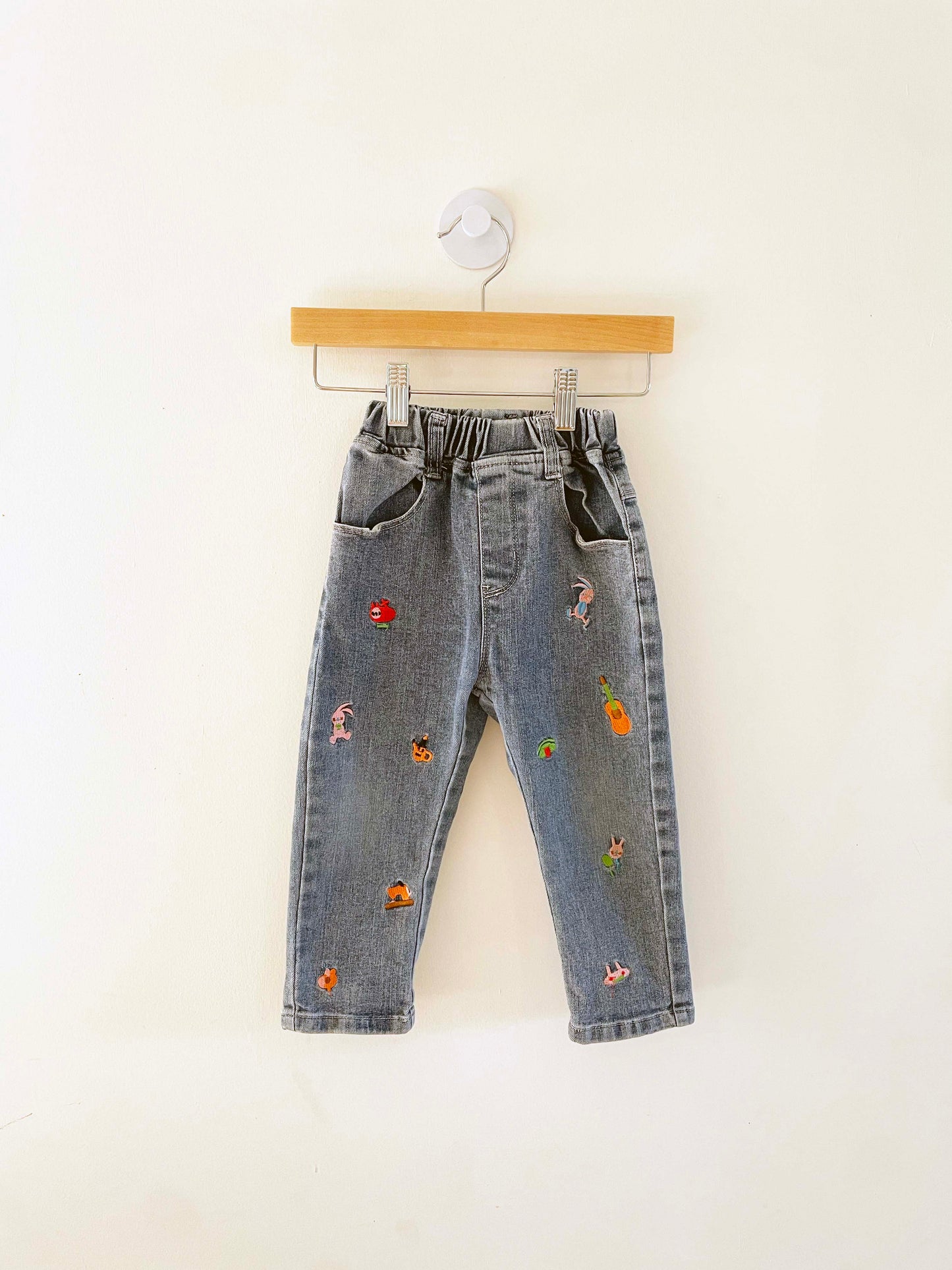 Assorted Brands Embroidered Denim Pants / 2Y