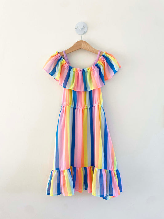 Rockets of Awesome Rainbow Striped Dress / 3Y