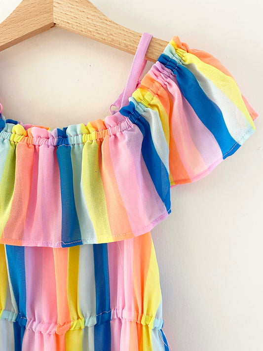Rockets of Awesome Rainbow Striped Dress / 3Y
