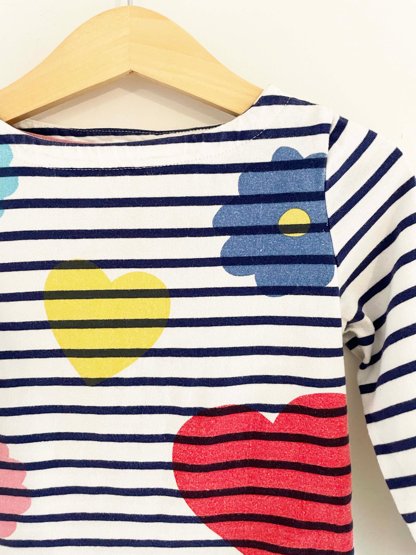 Mini Boden Striped Floral T-Shirt / 3-4Y