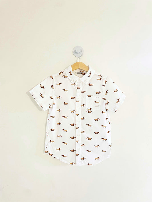 Janie & Jack Printed Button Down / 7Y
