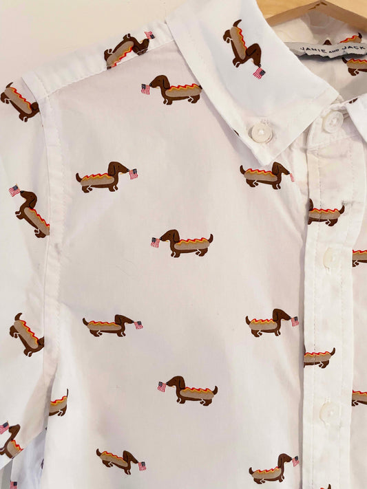 Janie & Jack Printed Button Down / 7Y