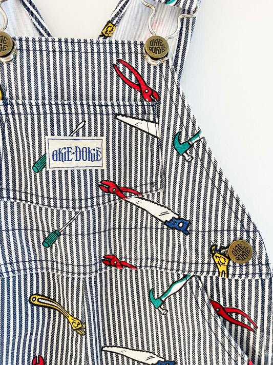 Vintage Okie Dokie Striped Overall / 3Y