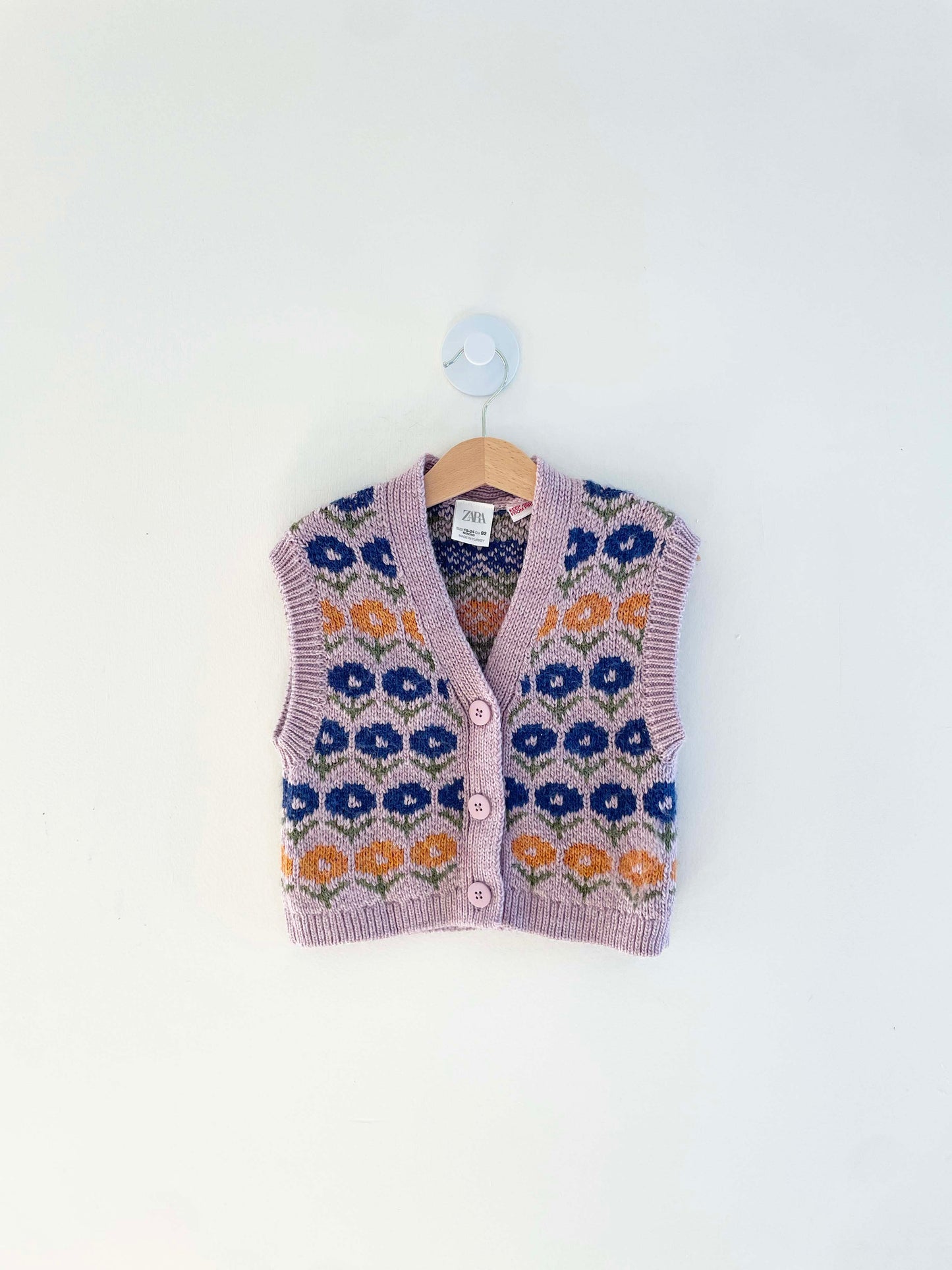 Zara Floral Knit Vest / 18-24M