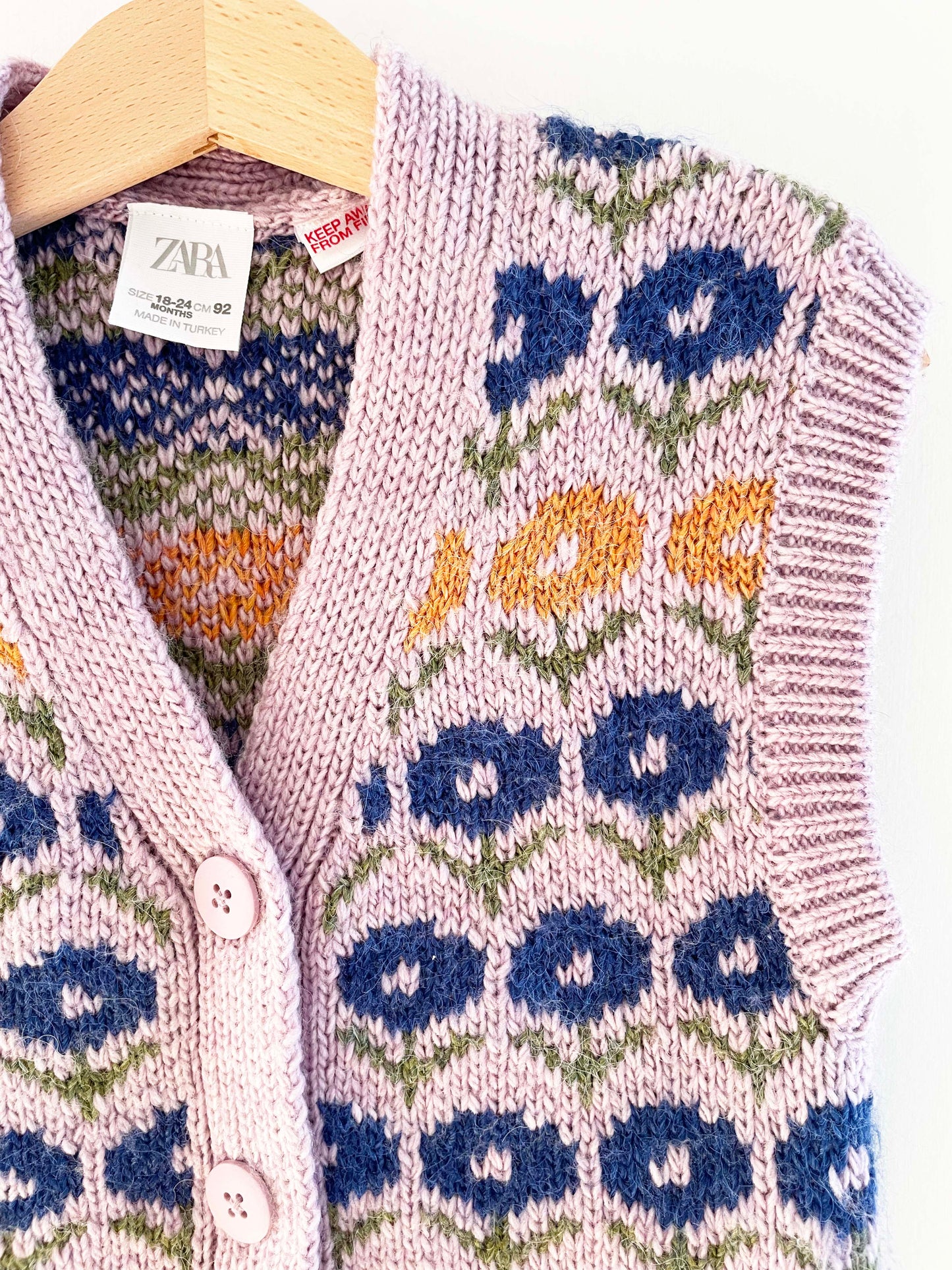 Zara Floral Knit Vest / 18-24M