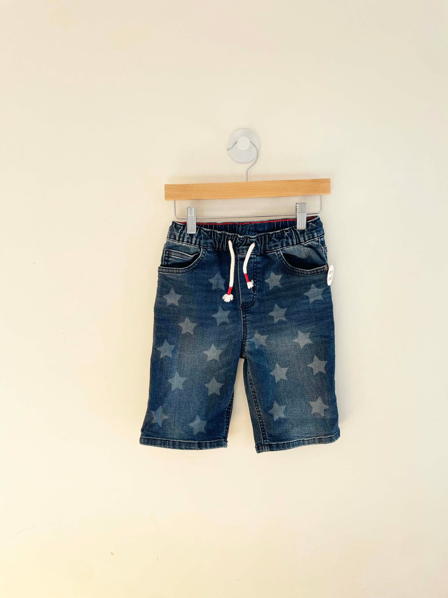 Mini Boden Star Print Denim Shorts / 8Y
