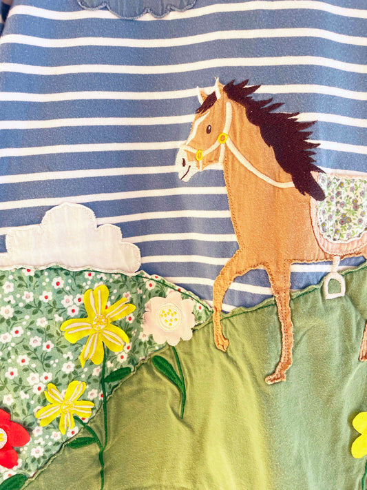 Mini Boden Meadow Appliqué Dress / 7-8Y