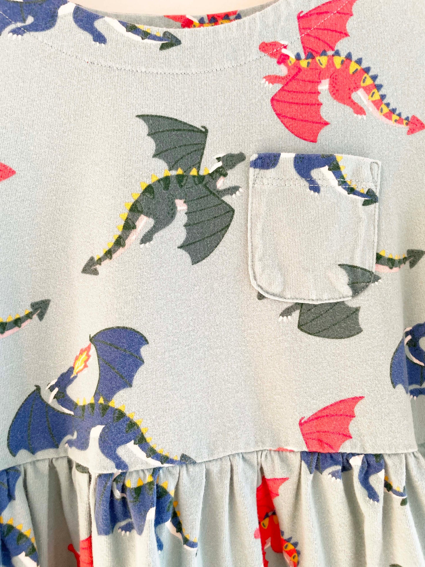 Mini Boden Dragon Print Dress / 7-8Y