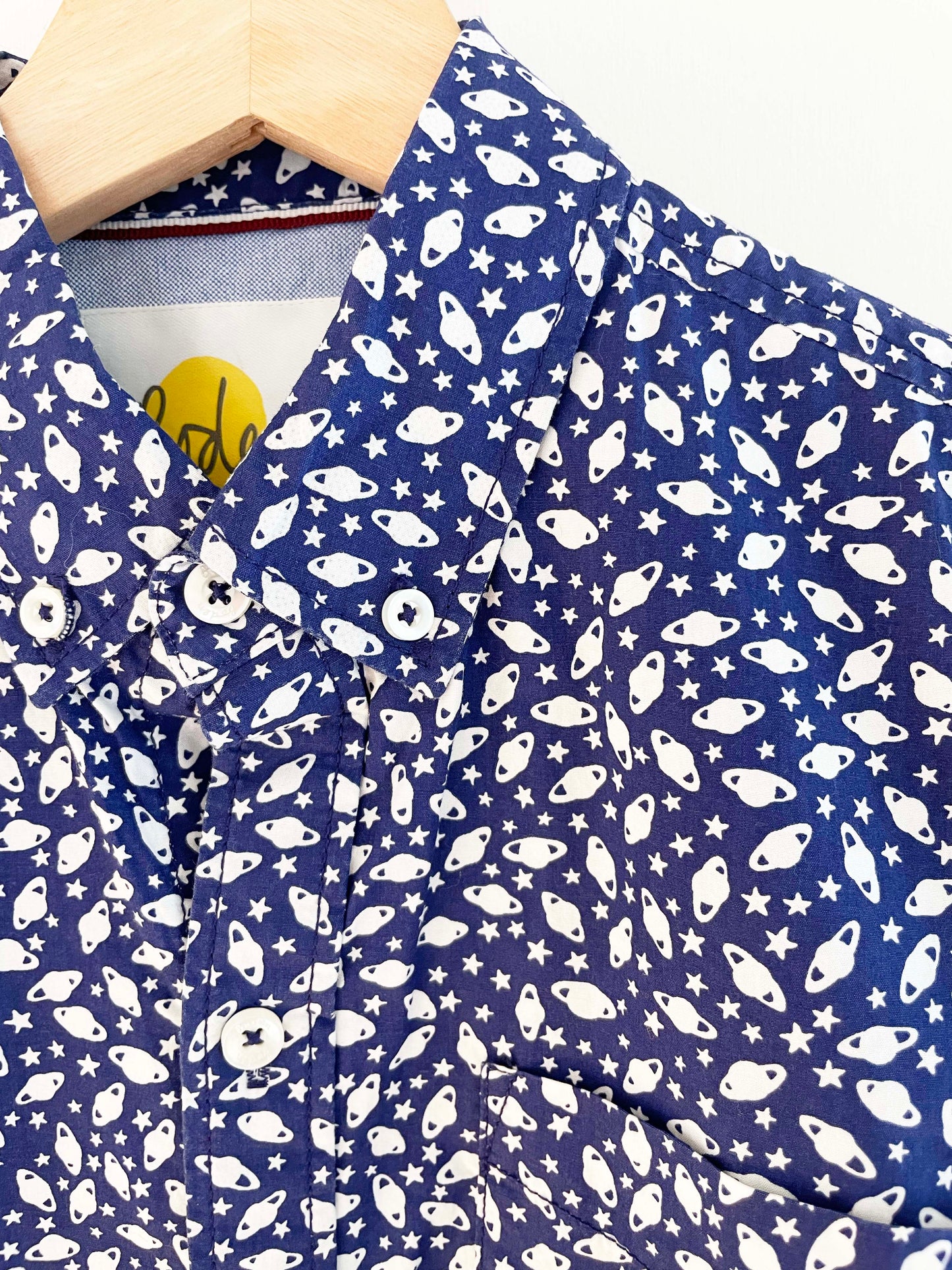 Mini Boden Saturn Print Button Down / 11-12Y