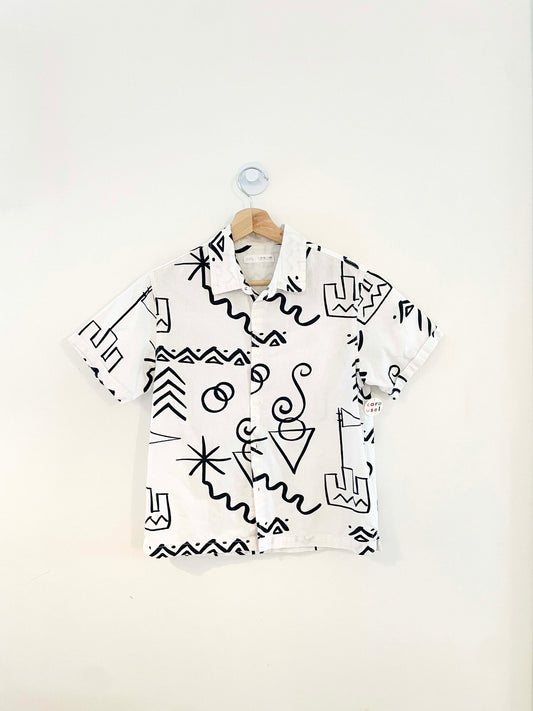 Zara Doodles Button Down Shirt / 11-12Y
