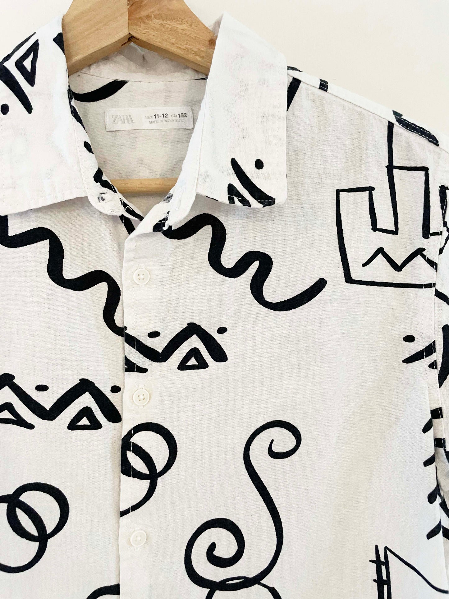 Zara Doodles Button Down Shirt / 11-12Y