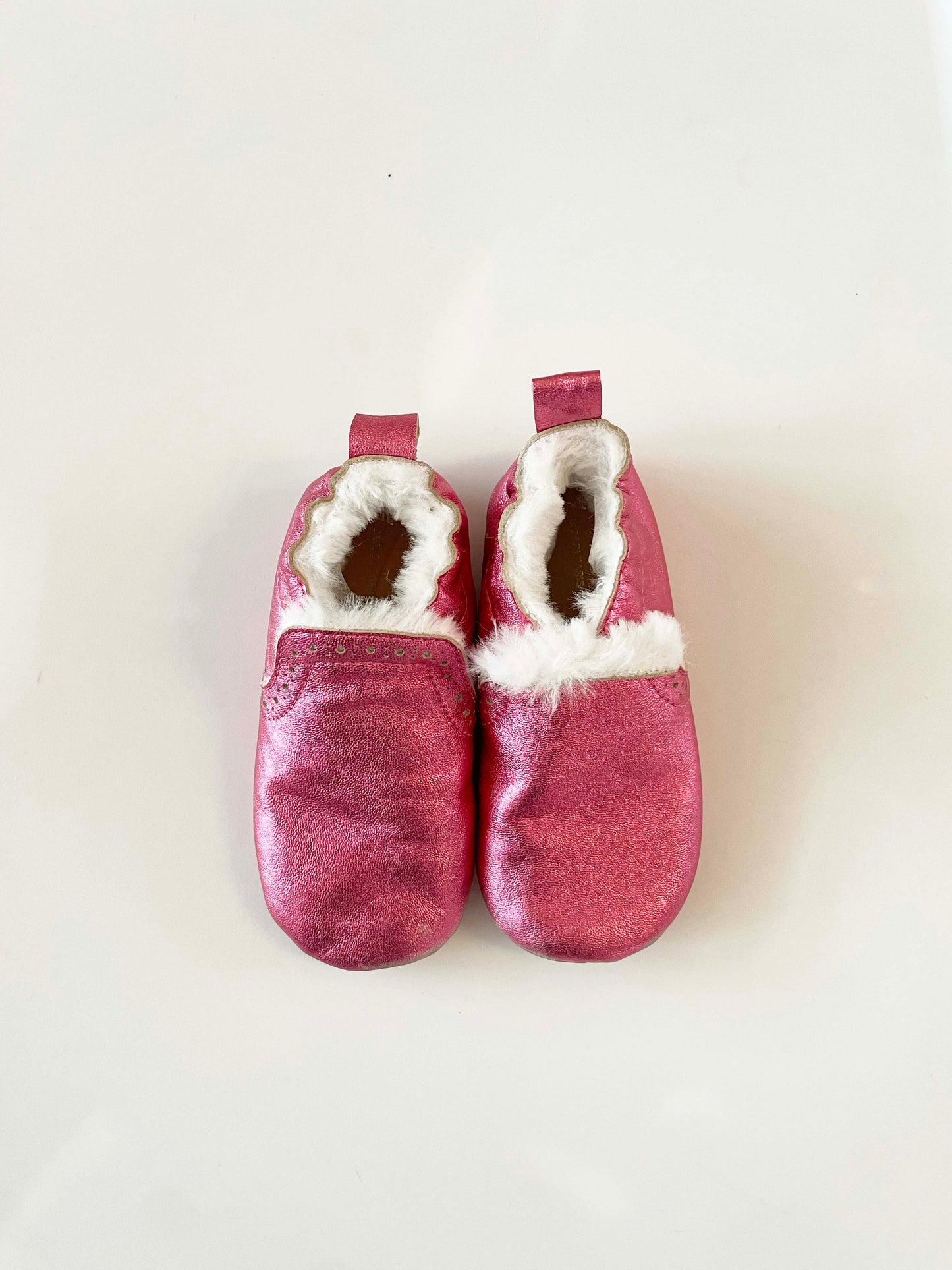 Jacadi Pink Iridescent Leather Slippers / 6C