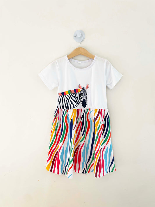 Assorted Brands Rainbow Zebra Dress / 7Y
