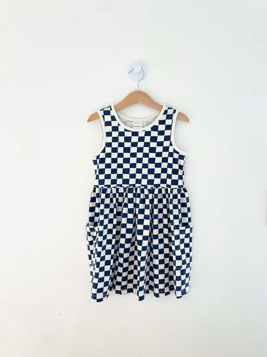 Hanna Andersson Navy Checkerboard Dress / 6-7Y