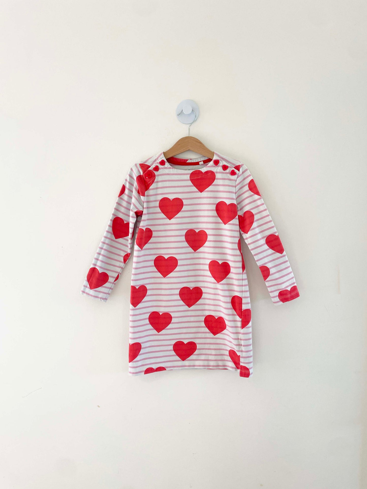 Mini Boden Striped Heart Dress / 5-6Y