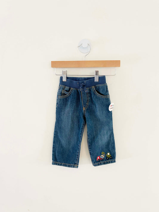 Gymboree Embroidered Vehicle Jeans / 12-18M