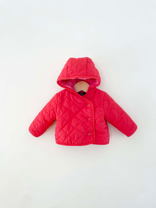 Primary Hooded Coat w/ Faux Fur Lining / 3-6M