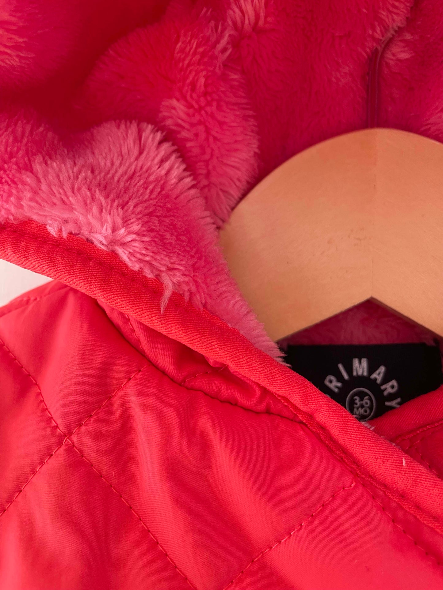 Primary Hooded Coat w/ Faux Fur Lining / 3-6M