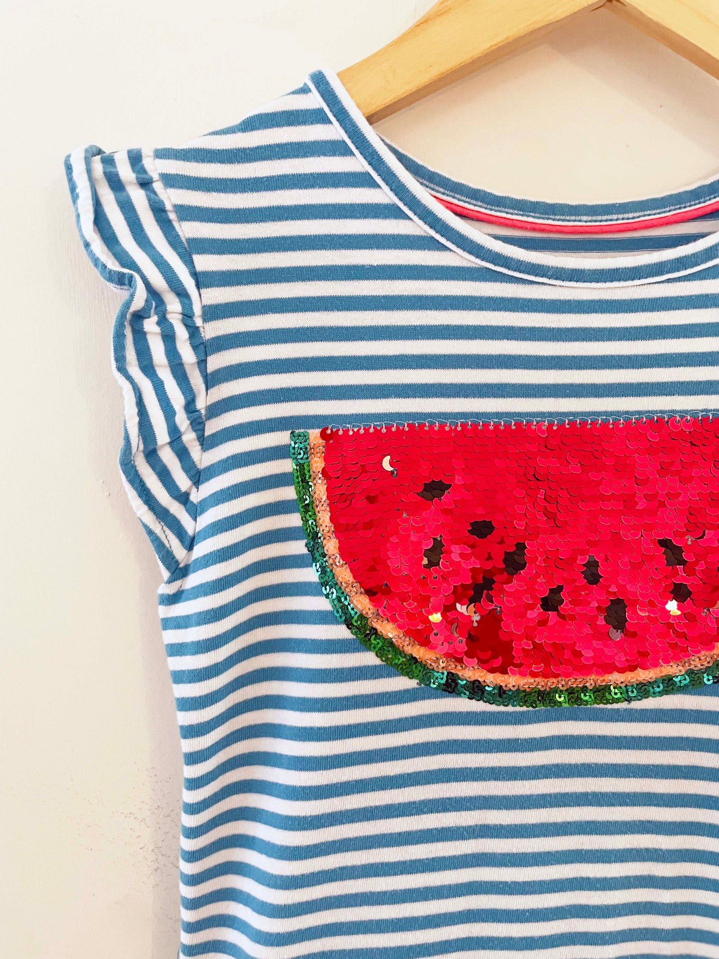 Mini Boden Sequin Watermelon Dress / 9-10Y