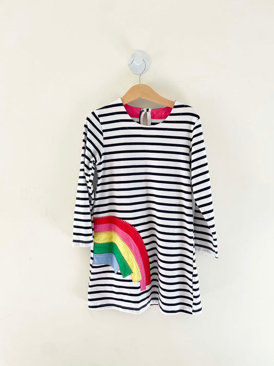 Assorted Brands Rainbow Appliqué Striped Dress / 6-7Y
